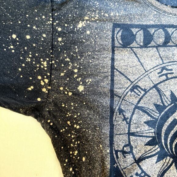 Handmade Thrashed Celestial T-Shirt L/XL Bleach Splattered Distressed Grunge Tee - Picture 3 of 7